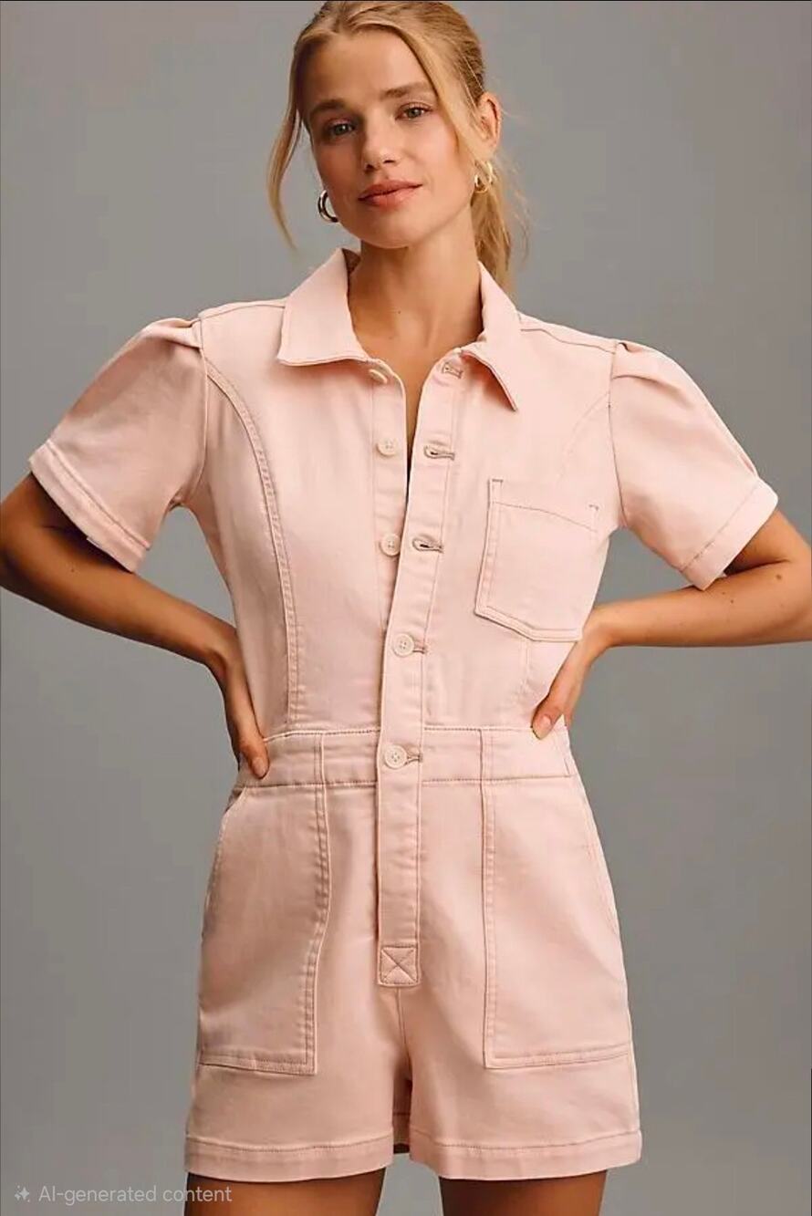 NWT Pilcro by Anthropologie The Kit Utility Denim Romper. Size 8. Retails $ 138